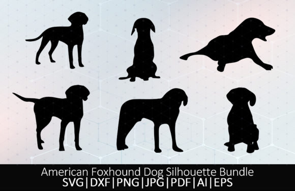 American Foxhound Dog Silhouette Bundle