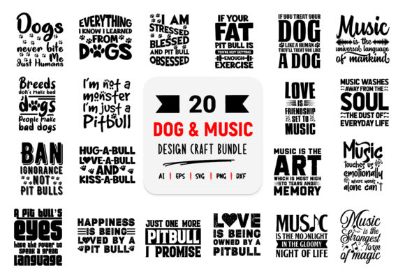 Dog Music SVG Craft Bundle Vol-01