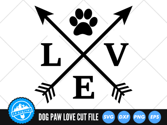 Dog Paw Love SVG Paw Print Love Arrow