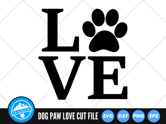 Dog Paw Love SVG Stacked Love SVG