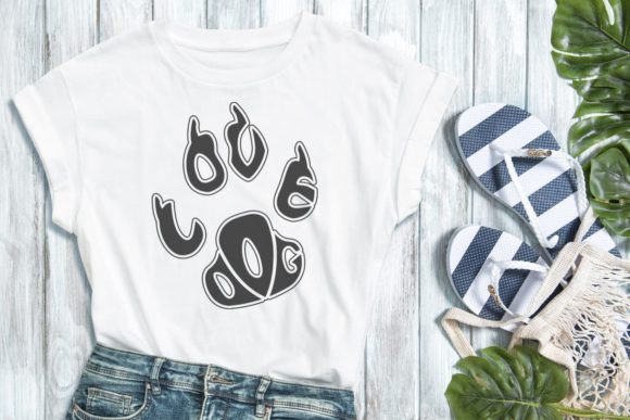 Love Dog Paw Shape SVG Cut File