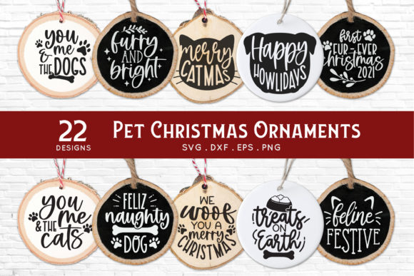 Pet Cat Dog Christmas Ornament SVG DXF